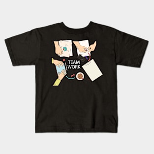 Team Work Illustration Kids T-Shirt